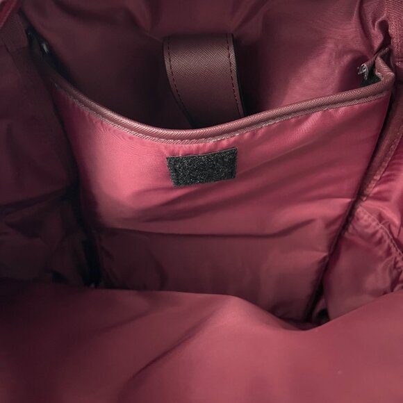 Ted Baker Burgundy Floral Leather Trim Inner Tablet Holder Tech Backpack OS main image 4